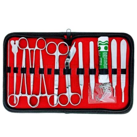 Forgesy 18 Pcs Stainless Steel Matt Finish Silver Surgical Instruments Kit with Case