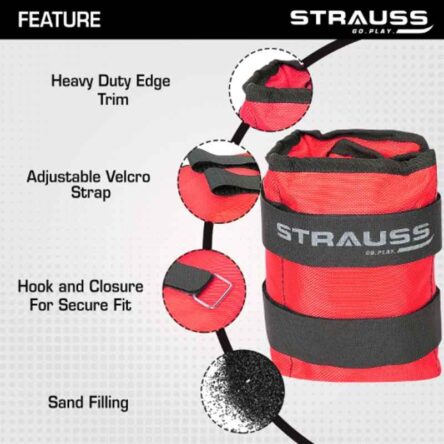 Strauss 42x20x7cm Neoprene Red Adjustable Ankle Weight