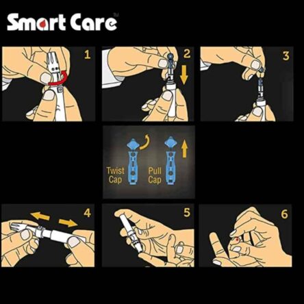 Smart Care GM05Plus07 30G Glucometer Blood Adjustable Lancet Pen Device with 100 Pieces Needle