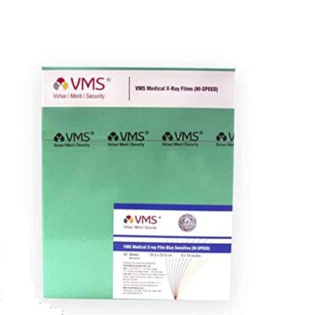 VMS HI-Speed 50 Sheets 8×10 inch Blue Base Sensitive Conventional X-Ray Medical Film Set