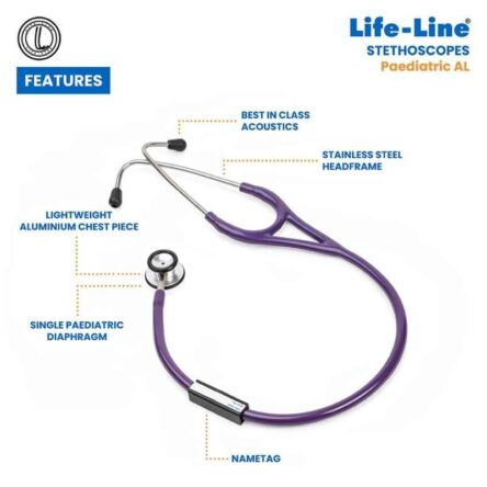 Lifeline Aluminium Purple Single Diaphragm Chest Piece Stethoscope with 2 Way Tube