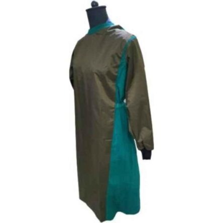 PMPS Impervious & Cotton Green & Brown Full Sleeves & Length Surgeon Gown with Green Color Back Tie