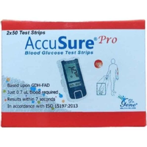 Accusure Pro 100 Pcs Glucometer Strips Box