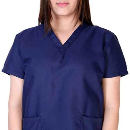 Saraf Cotton Navy Blue Medical V Neck Scrub Suit