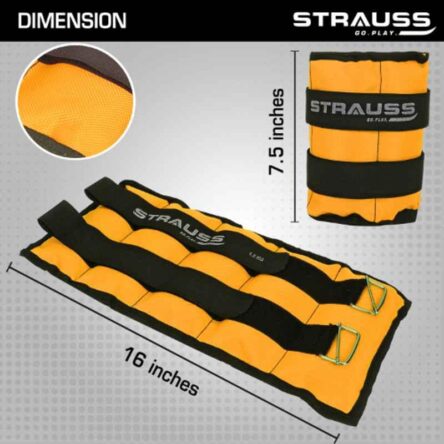 Strauss 38x19x3cm Neoprene Yellow Adjustable Ankle Weight