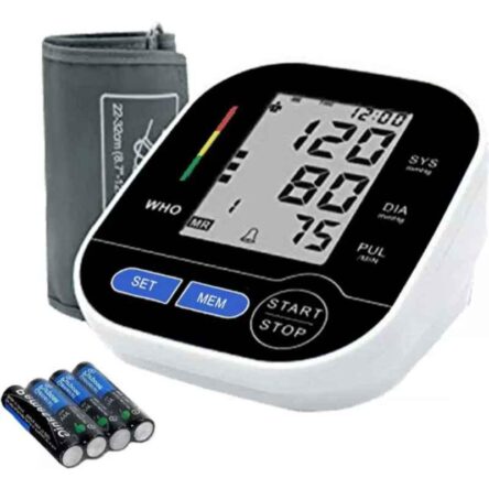 Divine Medicare Black & White LCD Display Digital Automatic Blood Pressure Monitor with Adjustable BP Cuff