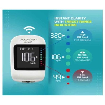 Accu-Chek Instant S Blood Glucose Monitor & 10 Test Strips with 50g Sugar Free Natura Free