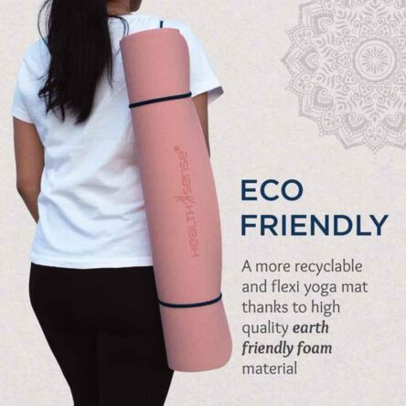 HealthSense YM 601 6x2ft TPE Pink & Blue Yoga Mat for Women & Men with Carry Rope
