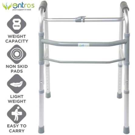 Entros 78-96cm Adjustable Height Folding Aluminium Walker with Double H Frame