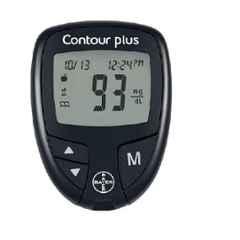 Bayer Contour Plus 250 Memory Black Glucometer with 25 Test Strips & 5 Lancets