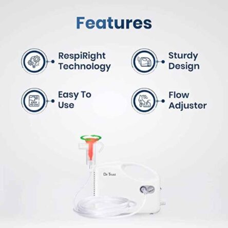 Dr Trust 10ml Plastic White Compressor Nebulizer Complete Kit with Child & Adult Mask