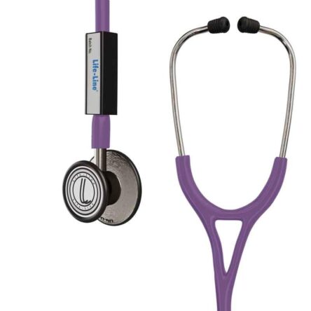 Lifeline Max III Stainless Steel Purple Dual Side Diaphragm Chest Piece Stethoscope with 2 Way Tube