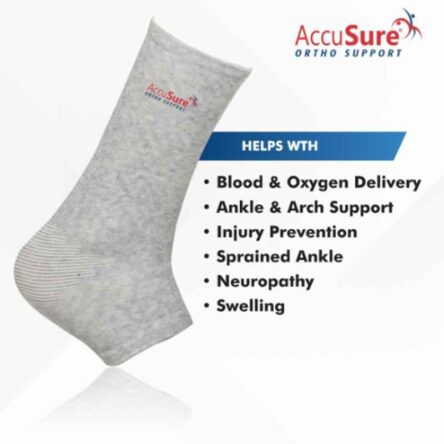 AccuSure Small Bamboo Yarn 4 Way Stretchable Bi-Layered Ankle Compression Support for Men & Women