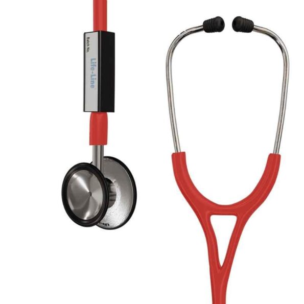 Lifeline Stainless Steel Red Single Side Diaphragm Chest Piece Stethoscope with 2 Way Tube