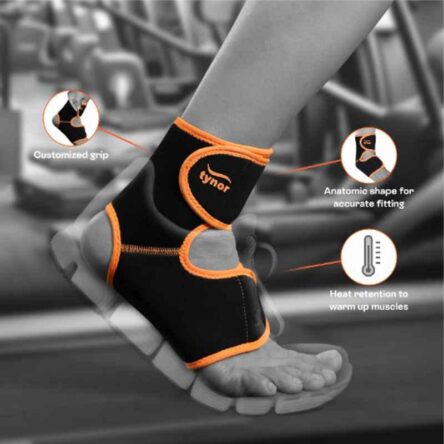 Tynor Black & Orange Neoprene Ankle Support