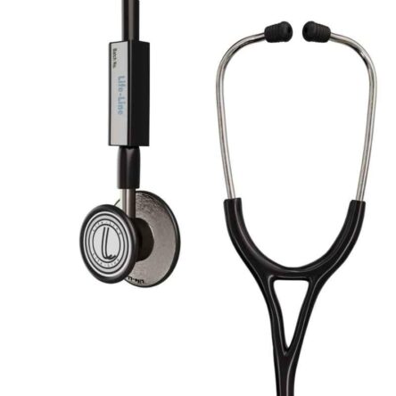 Lifeline Max III Stainless Steel Black Dual Side Diaphragm Chest Piece Stethoscope with 2 Way Tube