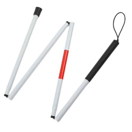 Divine Medicare 48 inch White & Black Aluminium Folding Reflective Walking Stick for Vision Impaired & Blind People