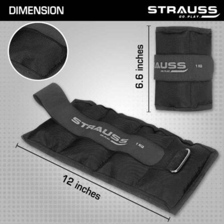 Strauss 30.5x16x2.5cm Neoprene Black Adjustable Ankle Weight