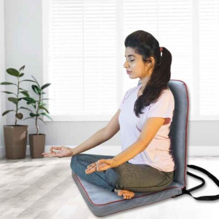 Kawachi Grey Folding Relaxing Buddha Yoga Meditation Chair for Back Support & Reading