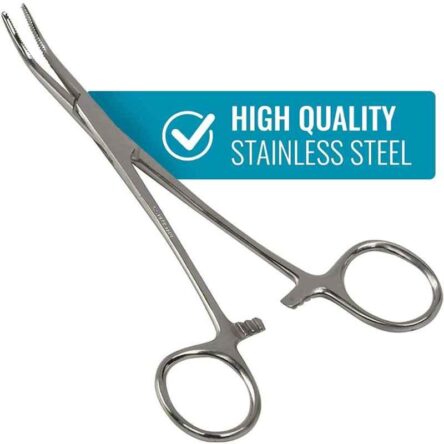 Forgesy 2 Pcs 6 inch Stainless Steel Straight & Curved Artery Haemostats Forceps Set