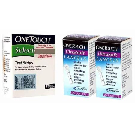 OneTouch 50 Pcs Select Diabetes Test Strips & 50 Pcs Ultra Soft Lancet Combo