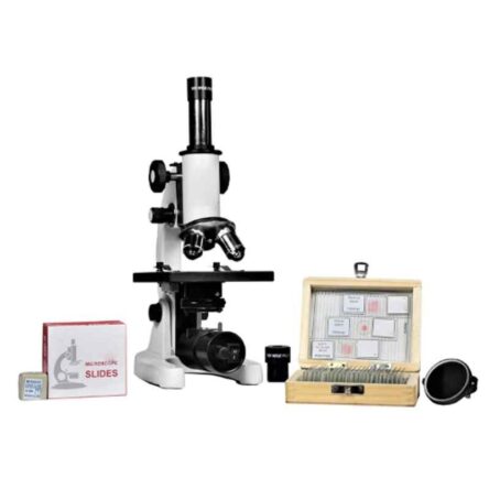 ESAW 100-675x Student Compound Biological Microscope with 25 Prepared Glass Slides