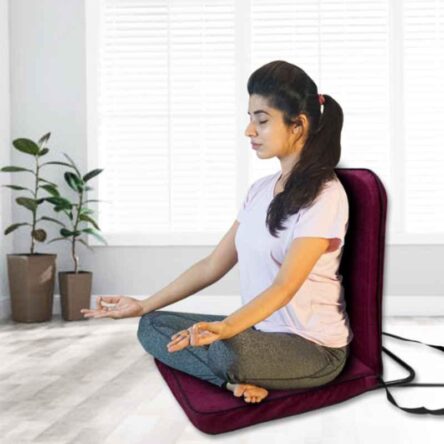 Kawachi Maroon Folding Relaxing Buddha Yoga Meditation Chair for Back Support & Reading