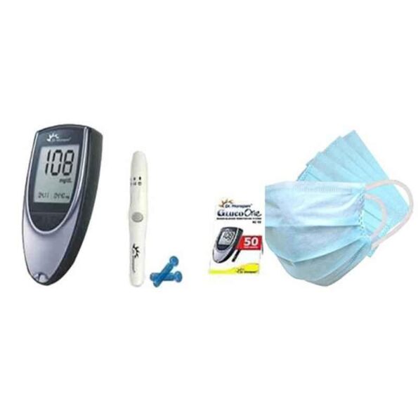 Dr. Morepen BG 03 Gluco One Monitor Kit (50 Test Strips) with Free 50Pcs 3 Ply Face Mask