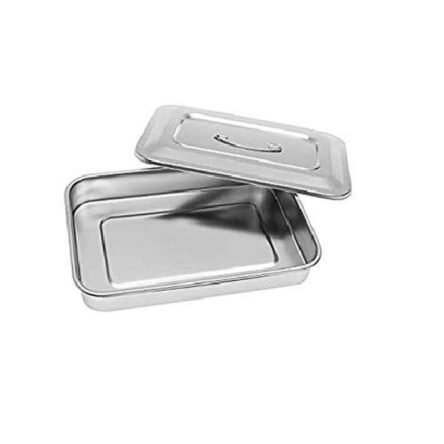 Skybound 14x10x2 inch Stainless Steel Instrument Tray with Cover