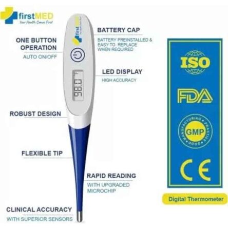 Firstmed White & Blue Digital Flexible Tip Medical Digital Thermometer