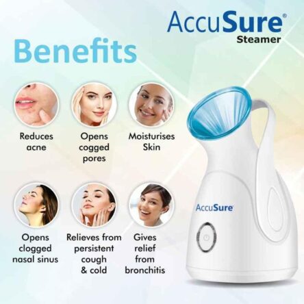 Accusure White & Blue Nano Ionic Facial Steamer