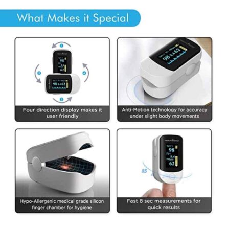 HealthSense Accu-Beat FP 910 Fingertip Pulse Oximeter with Plethysmograph & PI Four Directional OLED Display