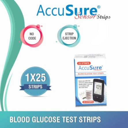 AccuSure Sensor Glucometer 25 Pcs Test Strips