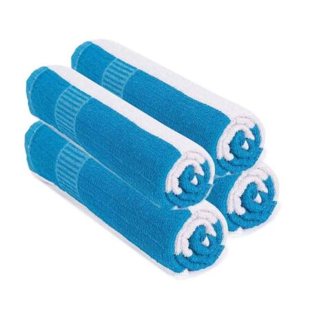 Rise N Shine 70x150cm 400GSM Cotton Blue Strip Bath Towel for Men & Women (Pack of 4)