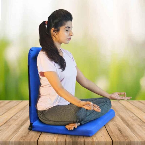 Kawachi Sky Blue Meditation & Yoga Floor Chair with Back Support