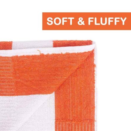 Rise N Shine 70x150cm 400GSM Cotton Orange Strip Bath Towel for Men & Women (Pack of 4)