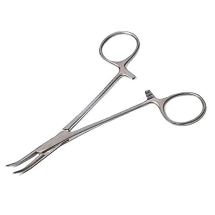 Forgesy NEO18 5 inch Silver Stainless Steel Curved Mosquito Forceps