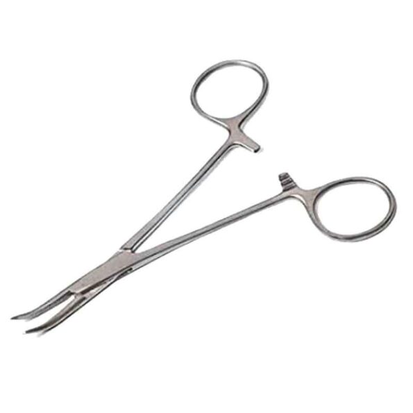 Forgesy NEO18 5 inch Silver Stainless Steel Curved Mosquito Forceps