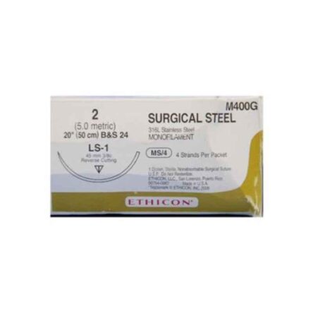 Ethicon M400G 12 Pcs 2 Silver Stainless Steel Surgical Suture Box