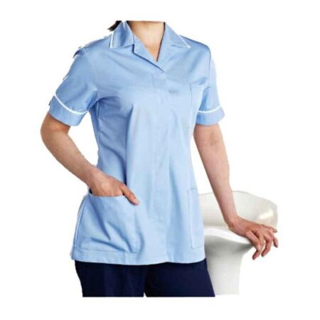 Superb Uniforms Polyester & Viscose Sky Blue Healthcare Tunic Set for Women