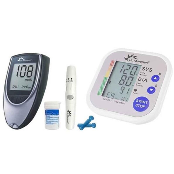 Dr. Morepen BP-02 Blood Pressure Monitor & BG-03 Gluco One Monitor Kit with 25 Test Strips Combo