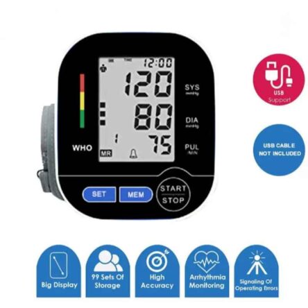 Divine Medicare Black & White LCD Display Digital Automatic Blood Pressure Monitor with Adjustable BP Cuff