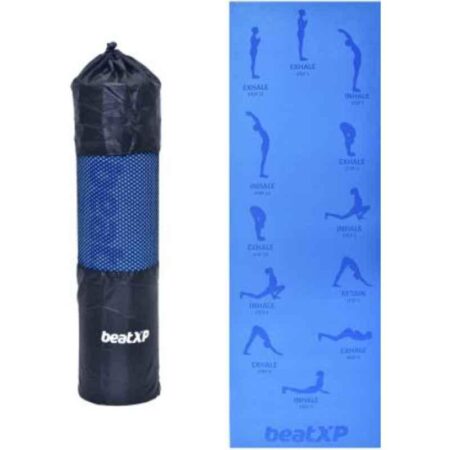 Pristyn Care beatXP 24x72 inch EVA Blue Surya Namaskar Anti-Skid Yoga Mat with Carry Bag