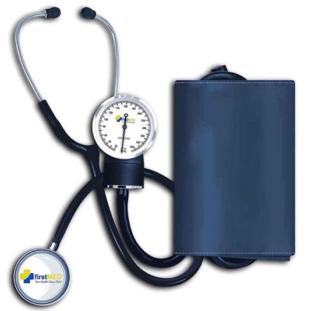 Firstmed Black Professional Aneroid Sphygmomanometer BP Monitor with Stethoscope