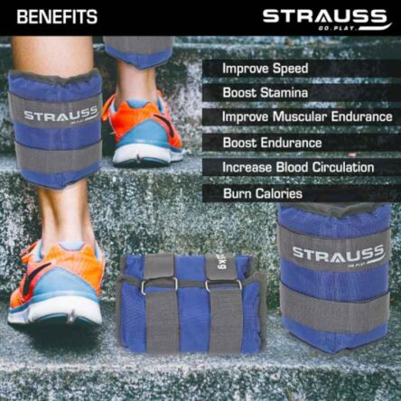 Strauss 42x20x7cm Neoprene Blue Adjustable Ankle Weight