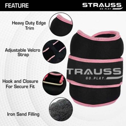 Strauss 30.5×15.3×4.3cm Neoprene Pink Adjustable Round Shape Ankle Weight