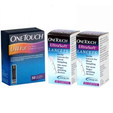 OneTouch 50 Pcs Ultra Diabetes Test Strips & 50 Pcs Ultra Soft Lancet Combo