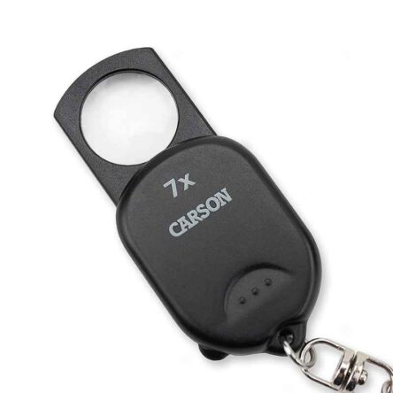 Carson 18mm 7X Plastic Clip & View Pop-Up Retractable Aspheric Keychain Magnifier