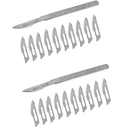 Forgesy Carbon Steel Scalpel Surgical BP Handle with 10 Pcs Blades