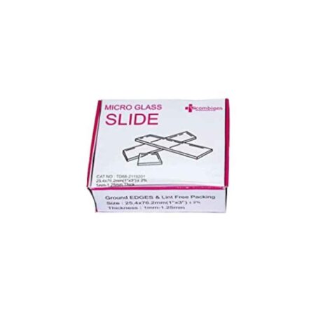 Clear & Sure 25.4×76.2mm Frosted Microscope Glass Slide with Ground Edges (Pack of 50)